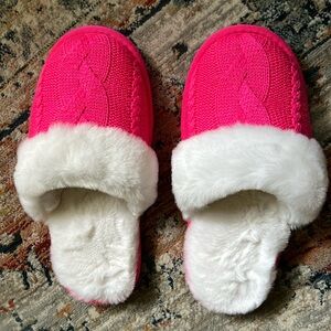 Victoria’s Secret Hot Pink Fuzzy Slippers Size Small (5/6). Never Used.